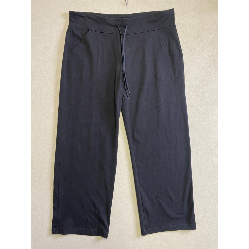 Athletic Works Womens Black Knit Drawstring Straight Leg Pants XL 16P-18P Petite